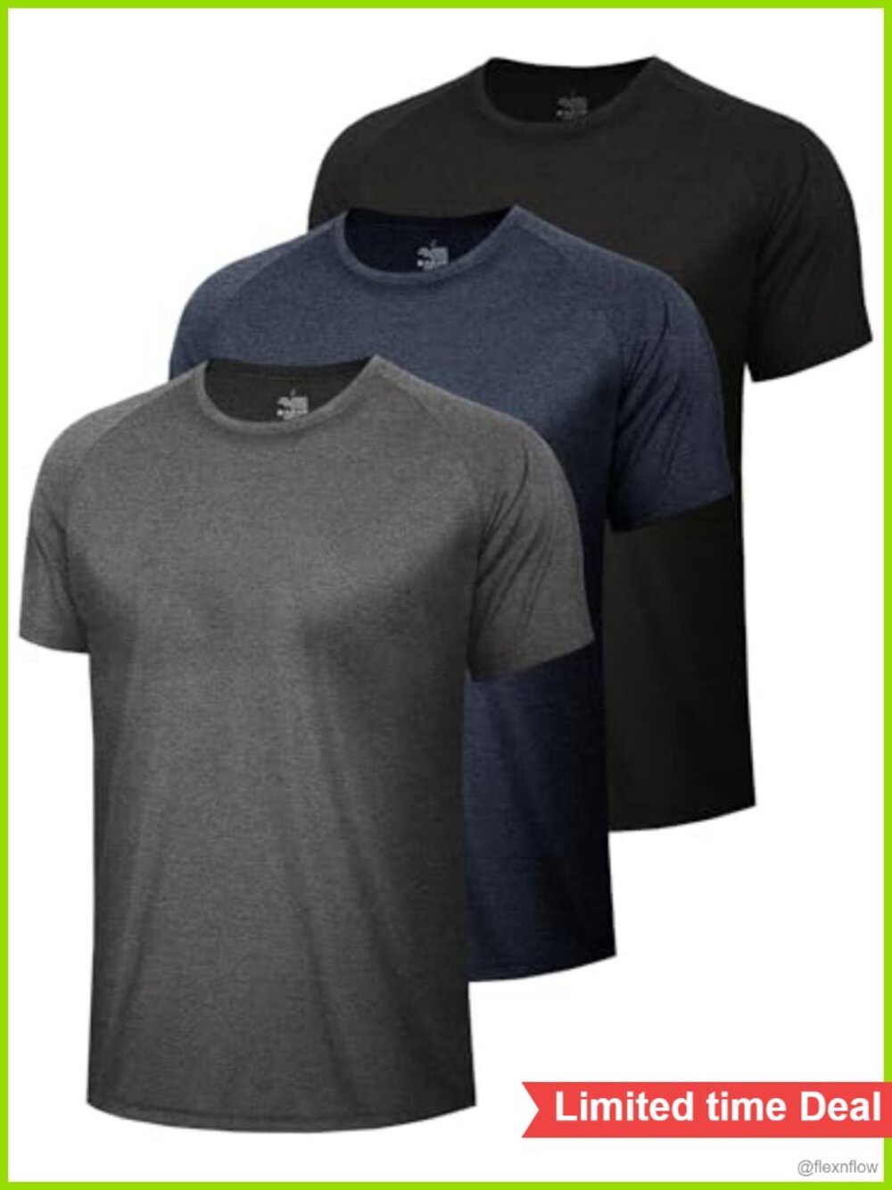 3 Pack Men's Workout Shirts Quick Dry Moisture Wicking Athletic Gym Tees